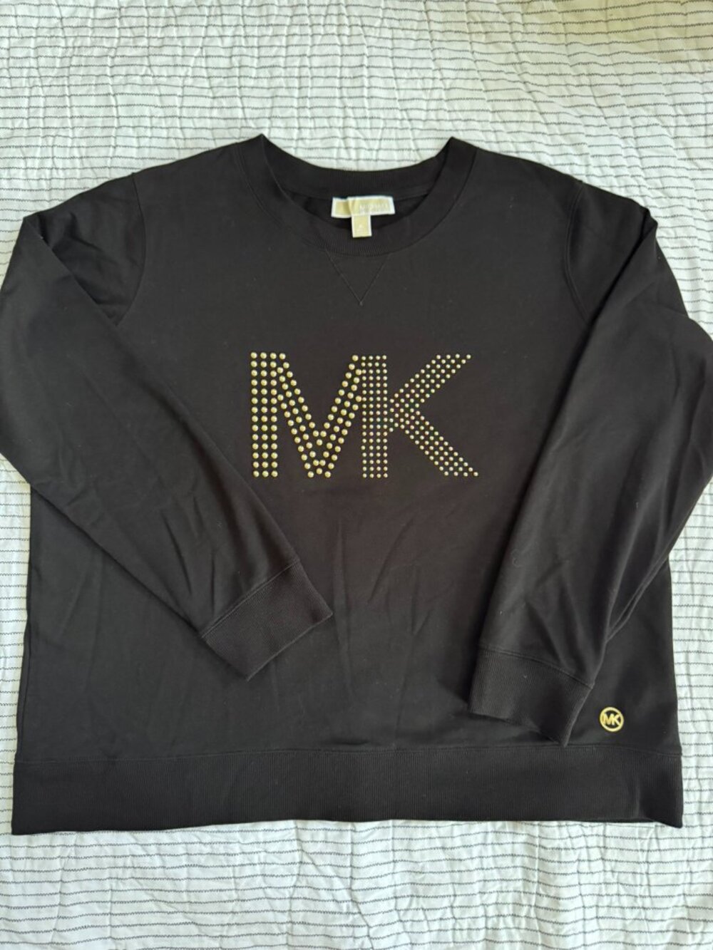Michael Kors Black Logo Rivet Sweatshirt XL Gold Hardware